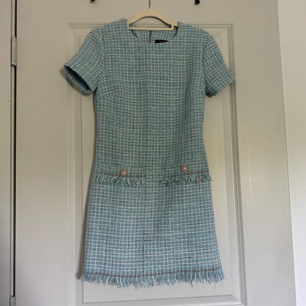 City Studio Blue and White Sheath Mini Dress